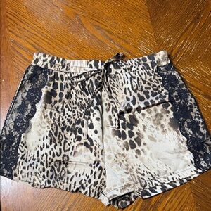 DAVI & DANI Leopard Print Shorts with Black Lace Size M